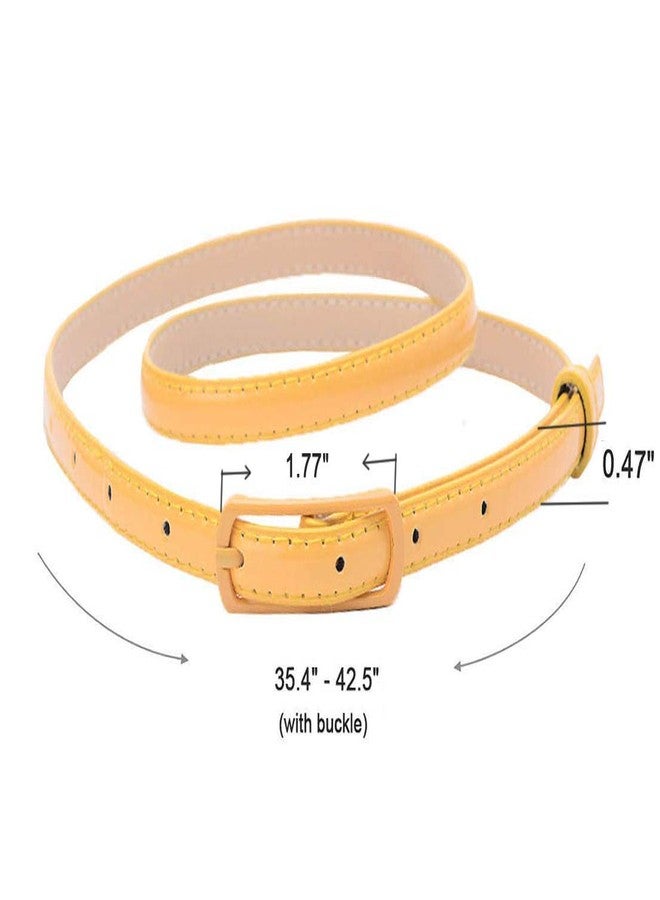Selighting Women's Solid Color Faux Leather Skinny Belts for Dresses (One Size, Yellow) - Image 2